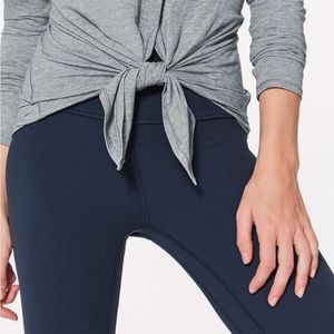 NWOT Lululemon Long Sleeve Tie Front Crop Top In Heather Grey, Size 6